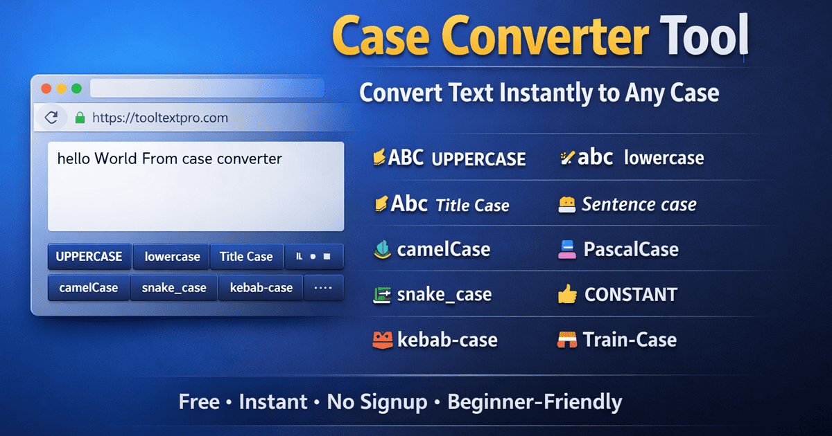 Case Converter Tool — Text Transformation & Format Generator | ToolTextPro
